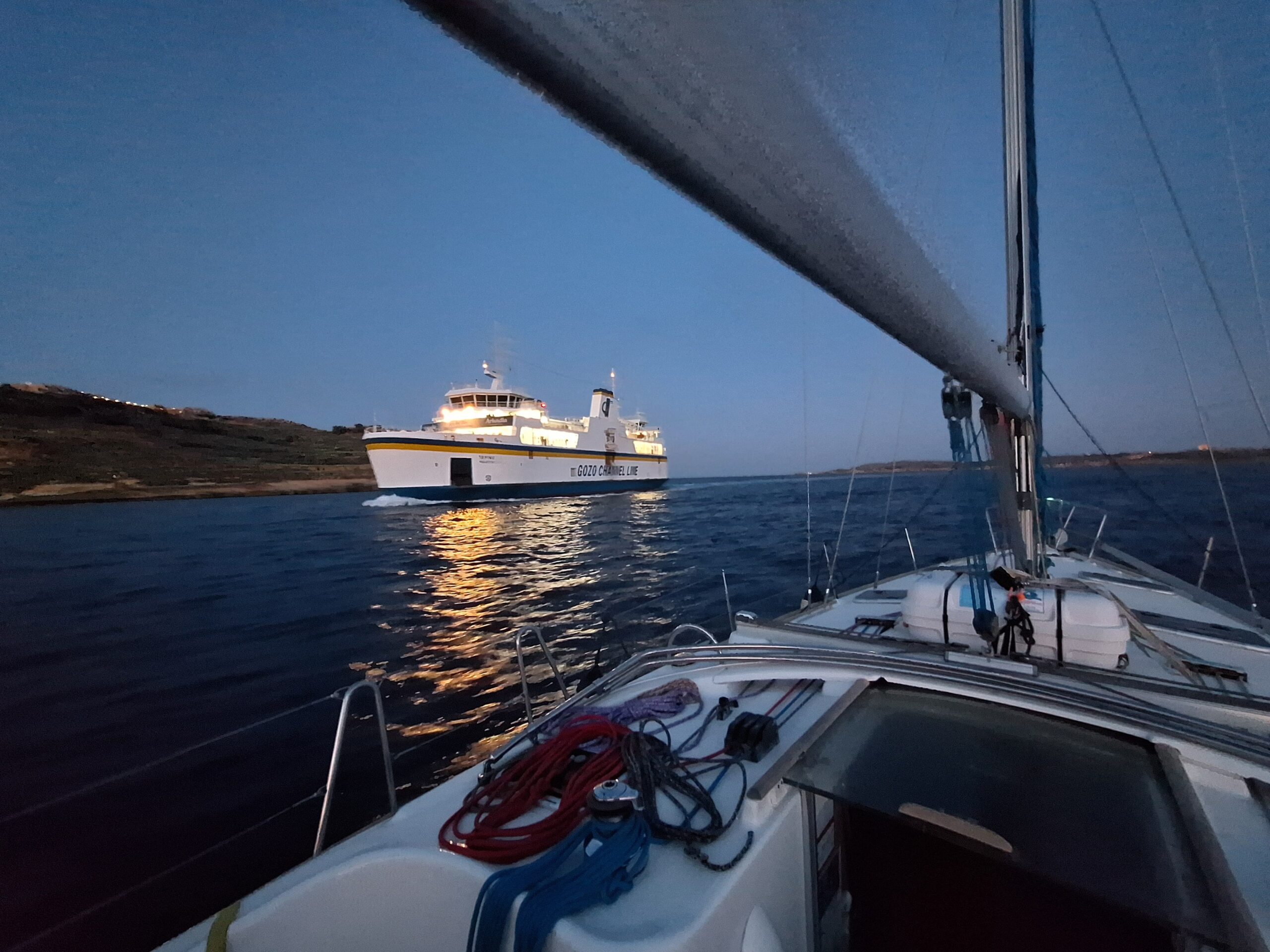 night time passage in shipping channel